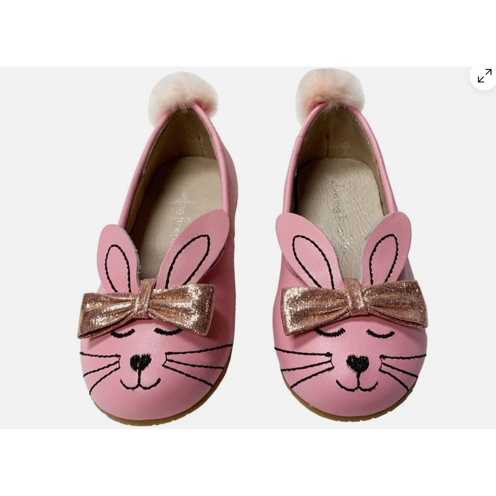 New Chasing Fireflies Toddler Sz 7 M Pink Easter Bunny Rabbit Leather Flat Shoes